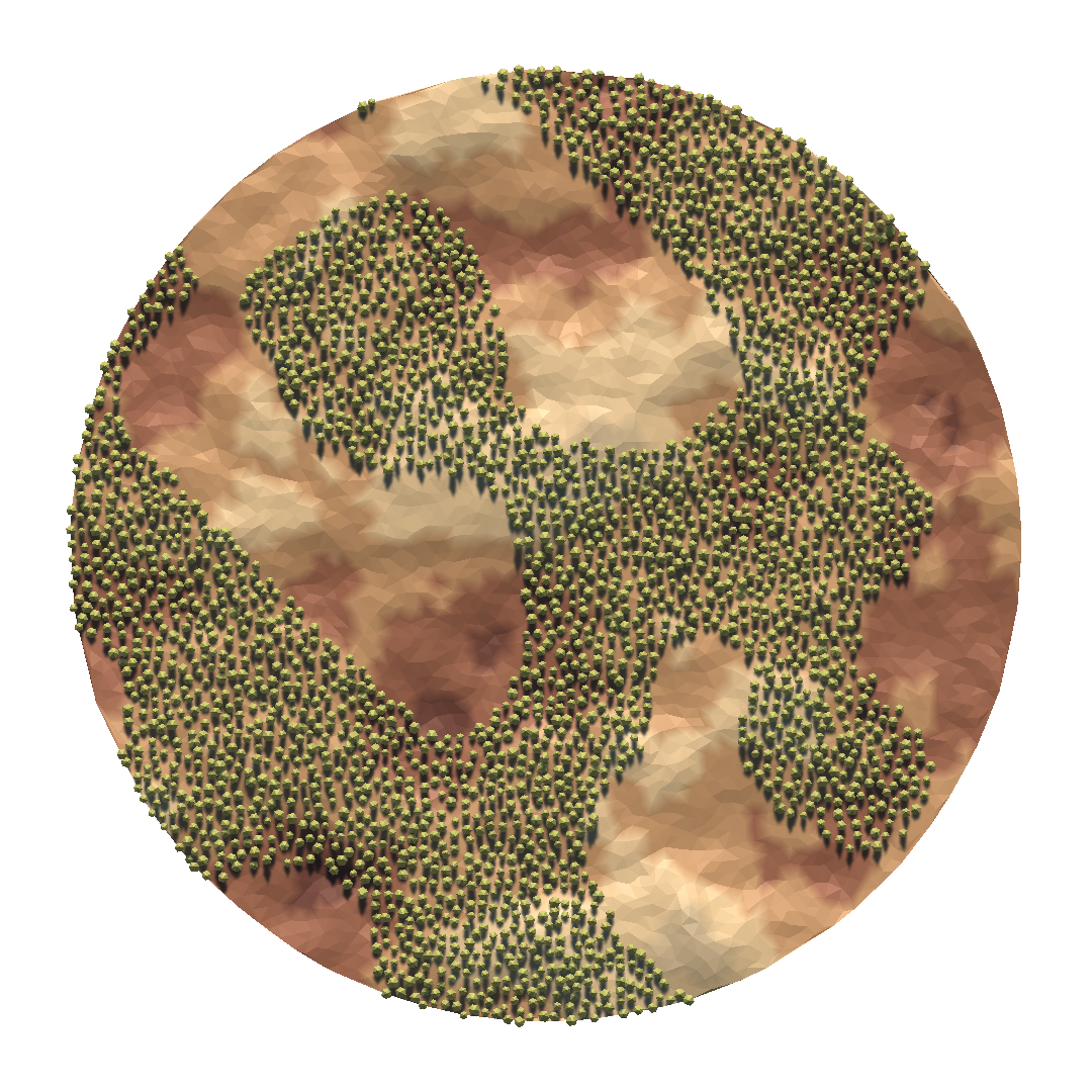 Tree formations created with Perlin Noise